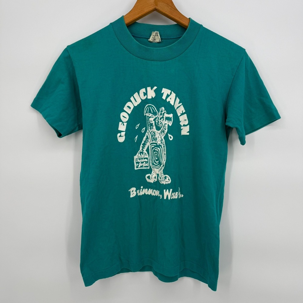 Vtg HEF-T Tee Jays Single Stitch T Shirt Sz S GeoDuck Tavern Brinnon WA USA